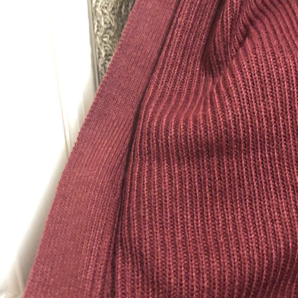Burgundy Ribbed Open Front Duster Cardigan- Small - Picture 6 of 6
